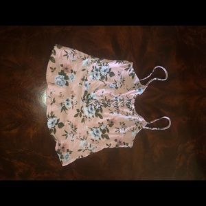 American Eagle floral cropped peplum top
